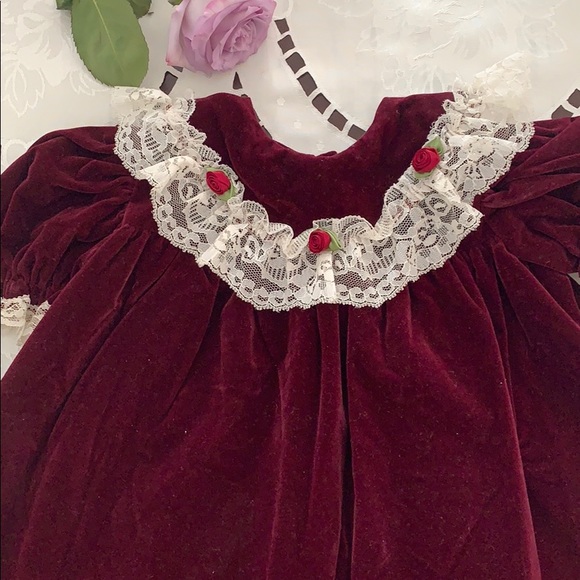 Miss Quality Burgundy Velvet Dress - Picture 2 of 9